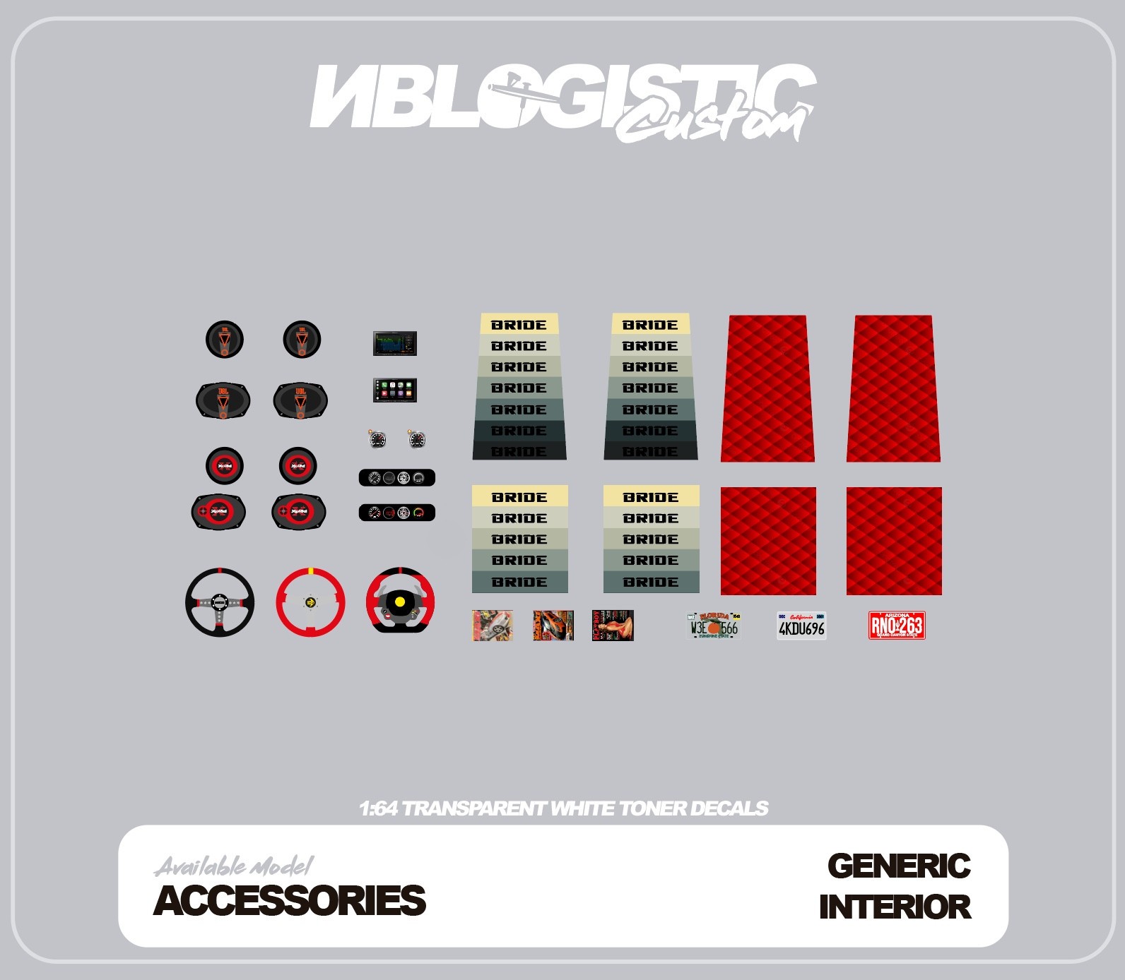 Universal WaterSlide Decal for hot wheels 1/64 Scale a1