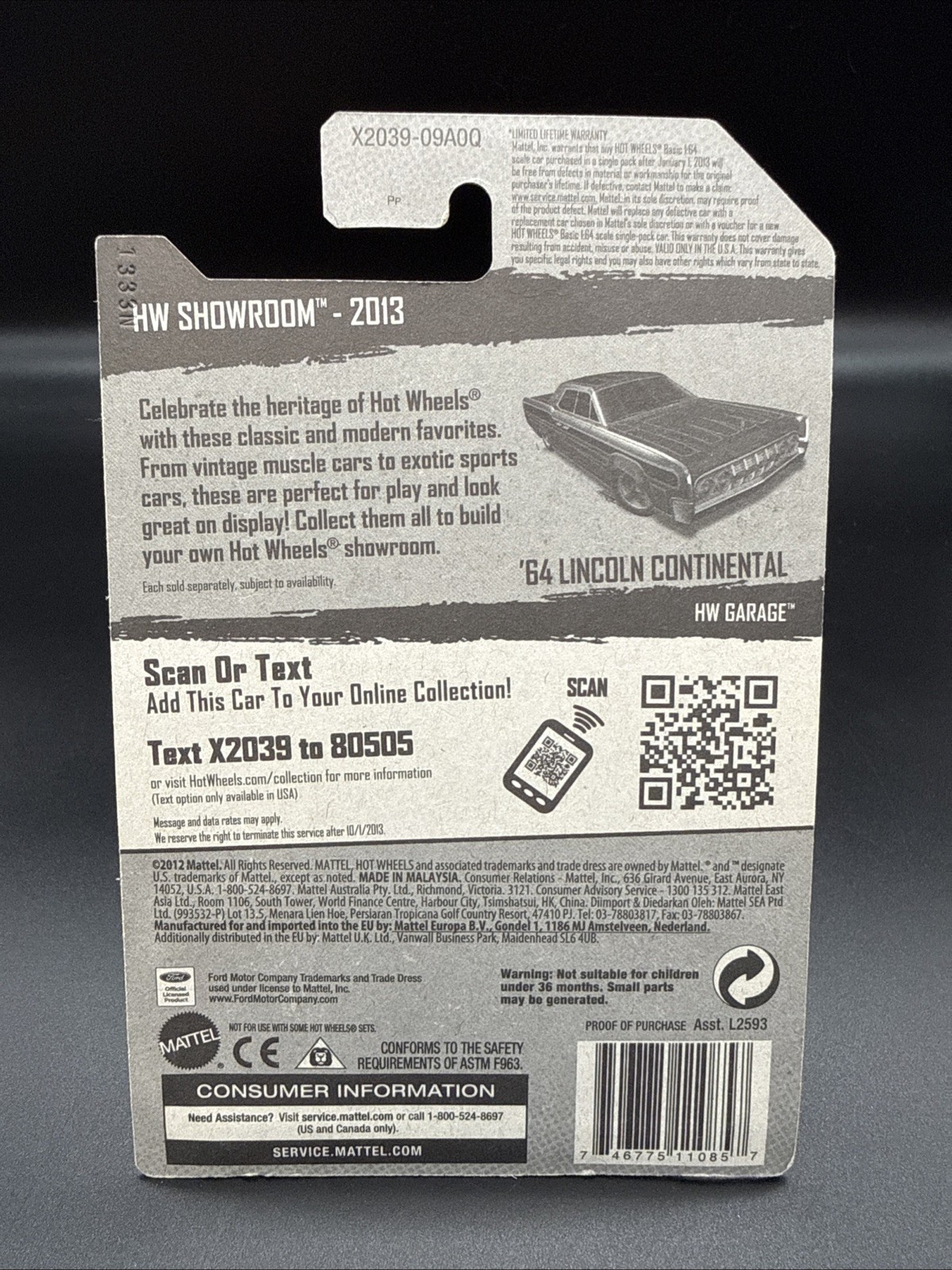 Hot Wheels 2013 HW Showroom ‘64 Lincoln Continental (BE14)