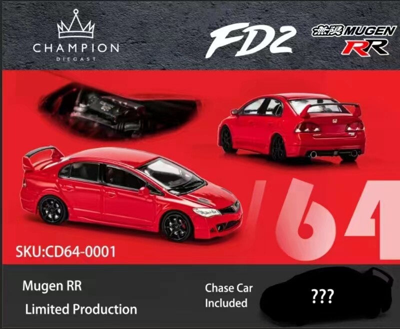 Champion 1:64 Civic Type R FD2 Mugen RR Mugen RR Diecast Model Car