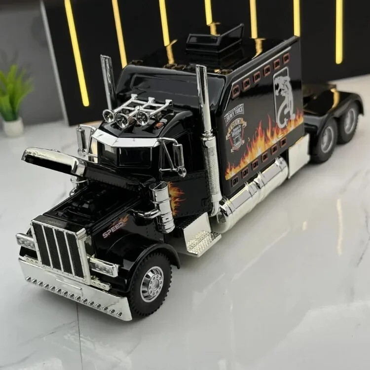 1:24 Diecast Vehicle for Peterbilt Heavy Truck 389 Model Truck Toy Sound Light