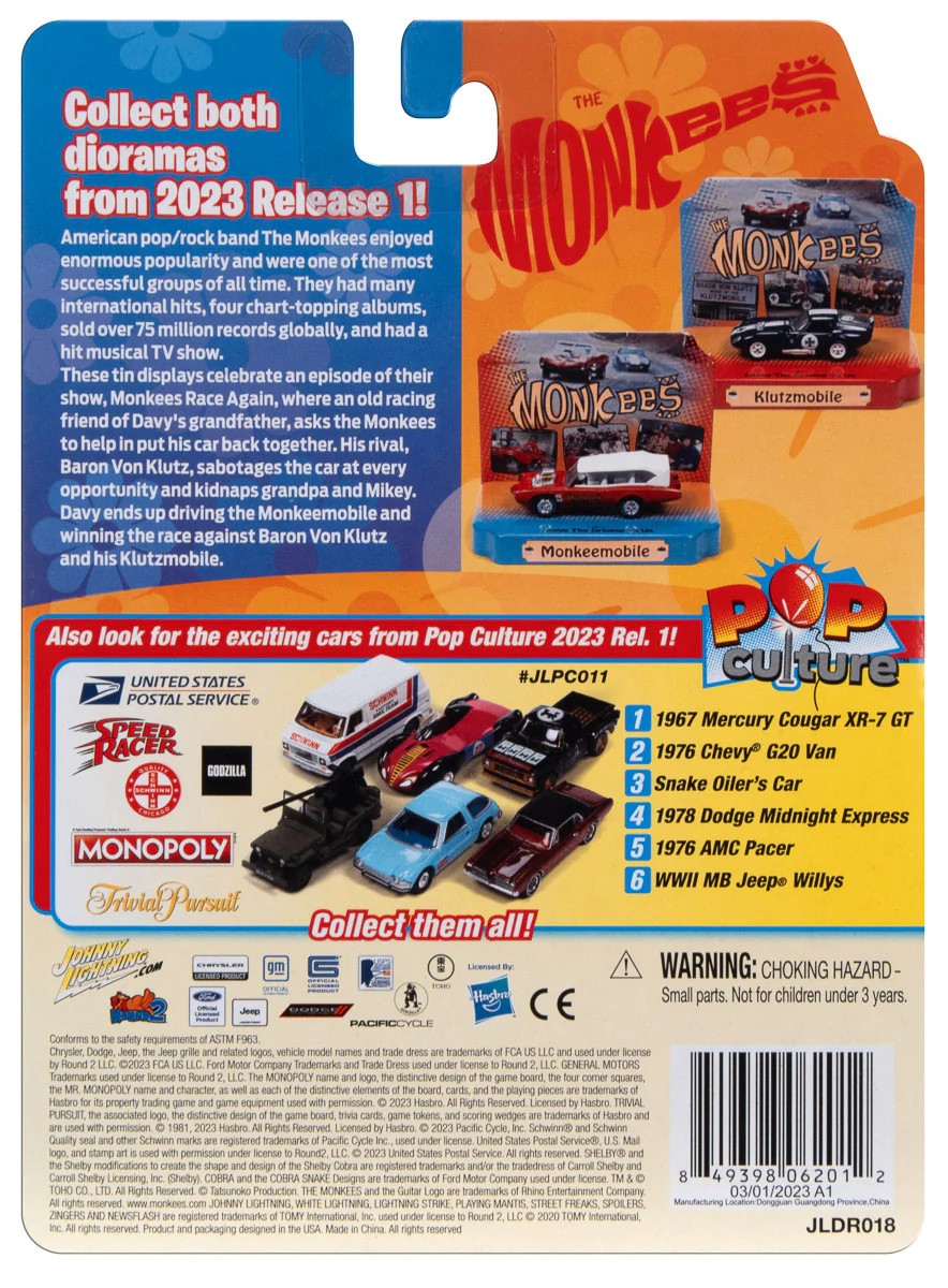 Johnny Lightning Silver Screen The Monkees Monkeemobile 1:64 Diecast Car JLDR018
