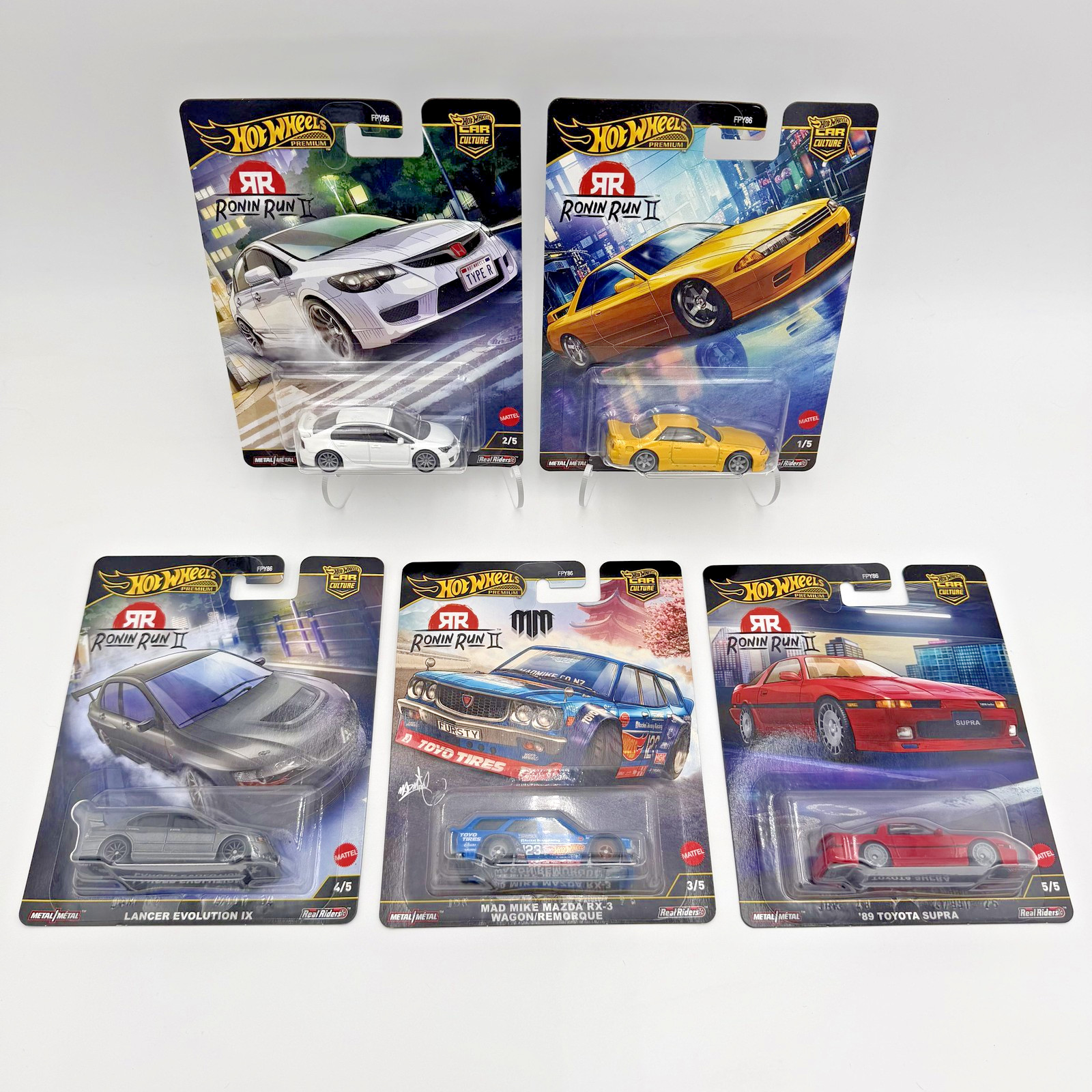 Hot Wheels Car Culture Ronin Run II 1:64 Diecast Lot 5 Cars Real Riders New