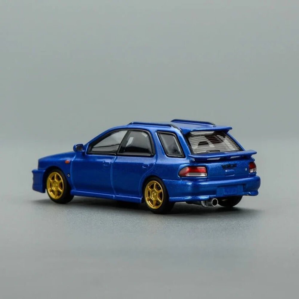 Motorhelix 1/64 Subaru Impreza Wagon WRX STI Ver. VI Rally Blue With Carbon Fibe