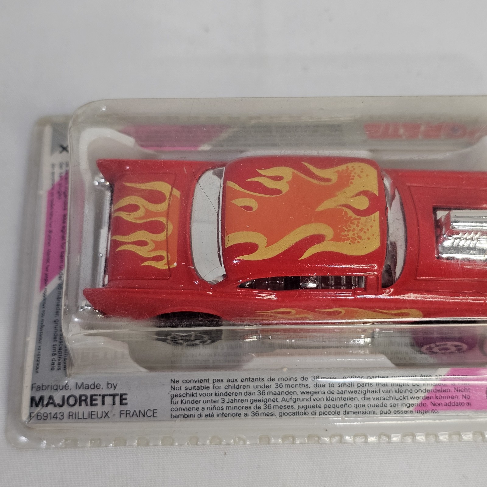Majorette 223 1957 Chevy Bel Air Hot Rod Red Flames 1/64 Vintage Sealed New