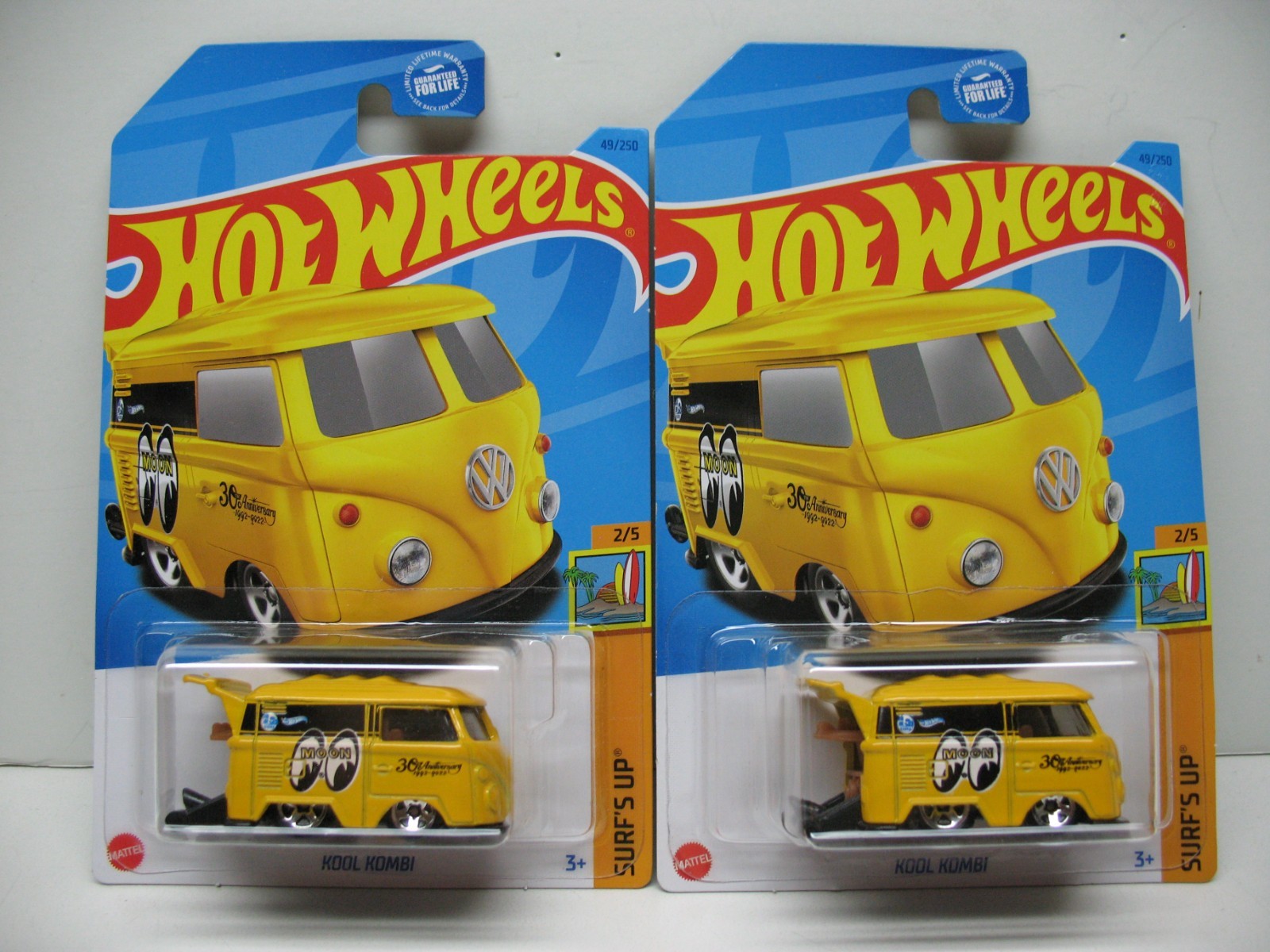Lot Of 2 Hot Wheels Kool Kombi Moon Eyes Yellow Surf’s Up
