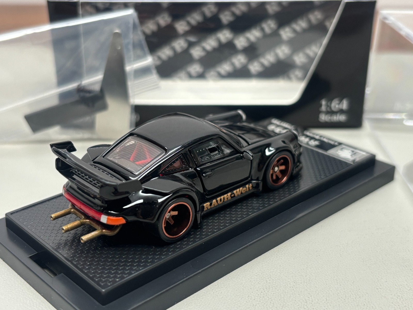 FG 1:64 Black Porsche RWB 930 Sports Full Open Diecast Model Car
