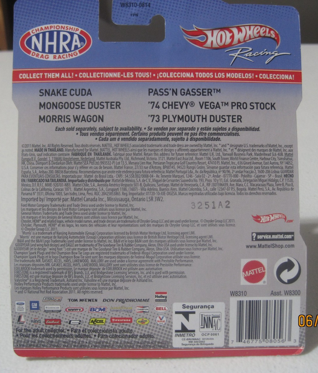 HOT WHEELS RACING CHAMPIONSHIP NHRA DRAG RACING PASS’N GASSER 2011 *RARE*
