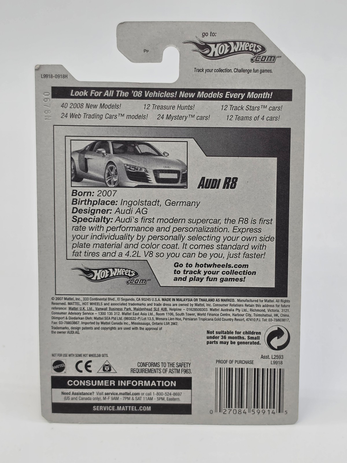 Hot Wheels – 2008 New Models – Audi R8 – Black