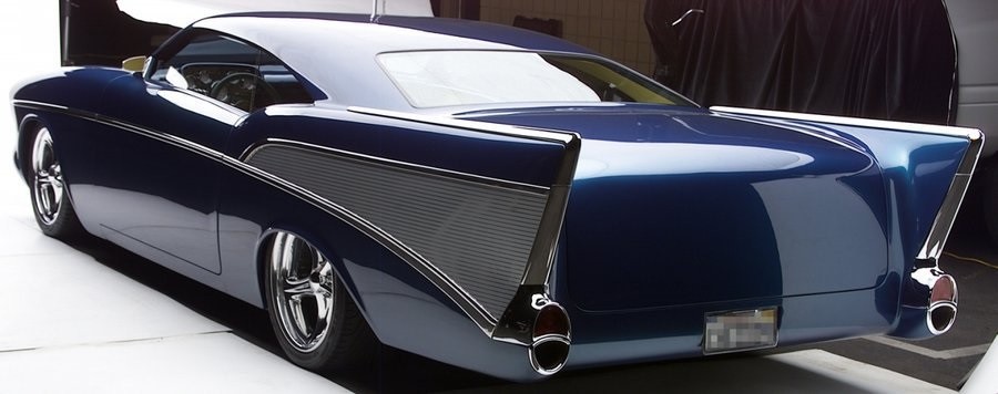 57 Chevy Classic Custom Concept Hot Rod Race55Promo Car Carousel BLU 124 118 112