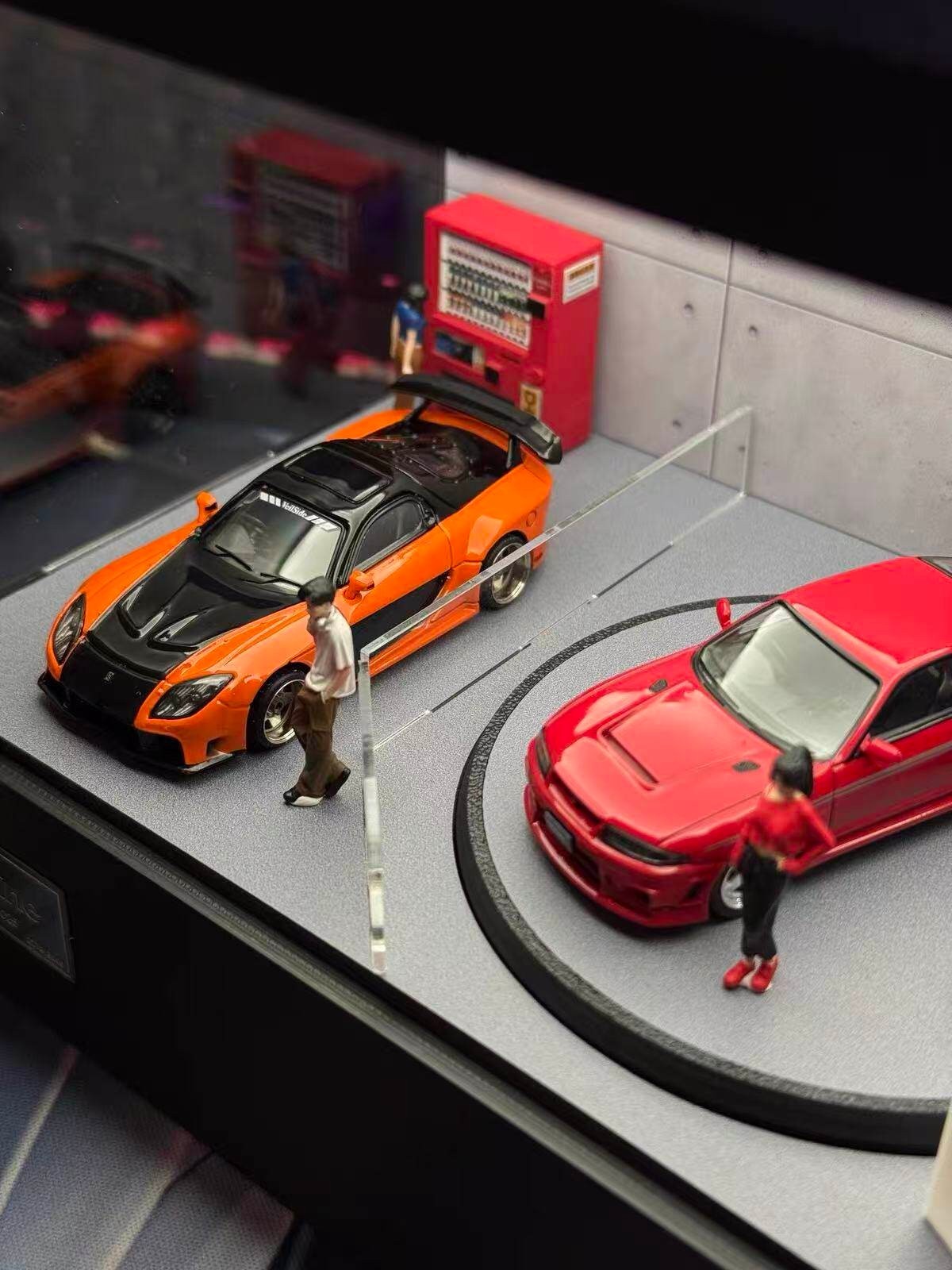 Rotating Car Display Case LED Showroom Acrylic Diorama Display Box Garage
