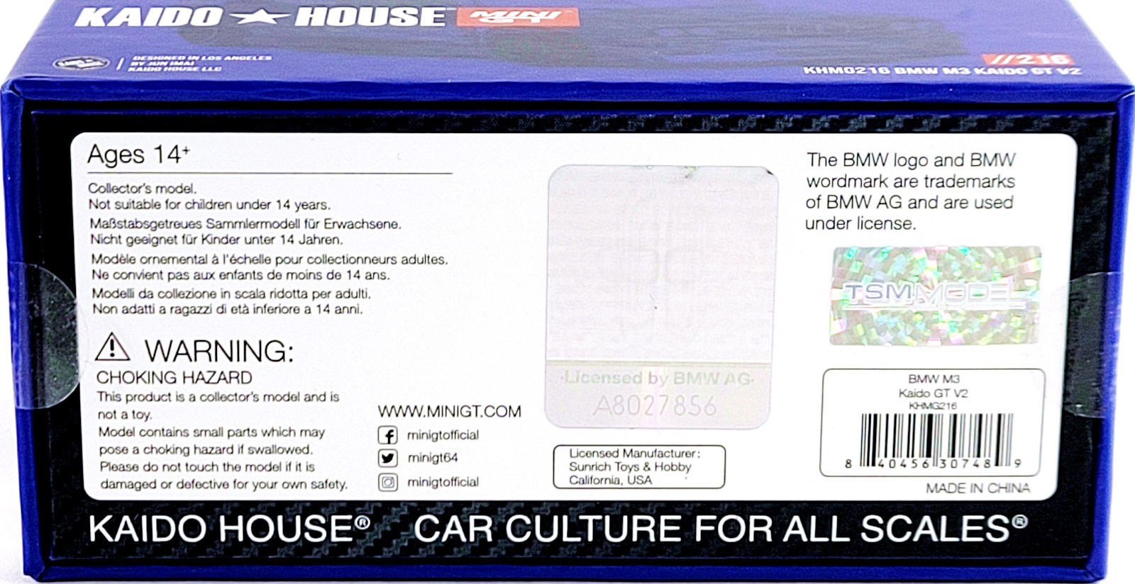 Kaido House x Mini GT BMW M3 Kaido GT V2 KHMG216 Blue / Black 🟦⬛ 1/64 🏆 CHASE