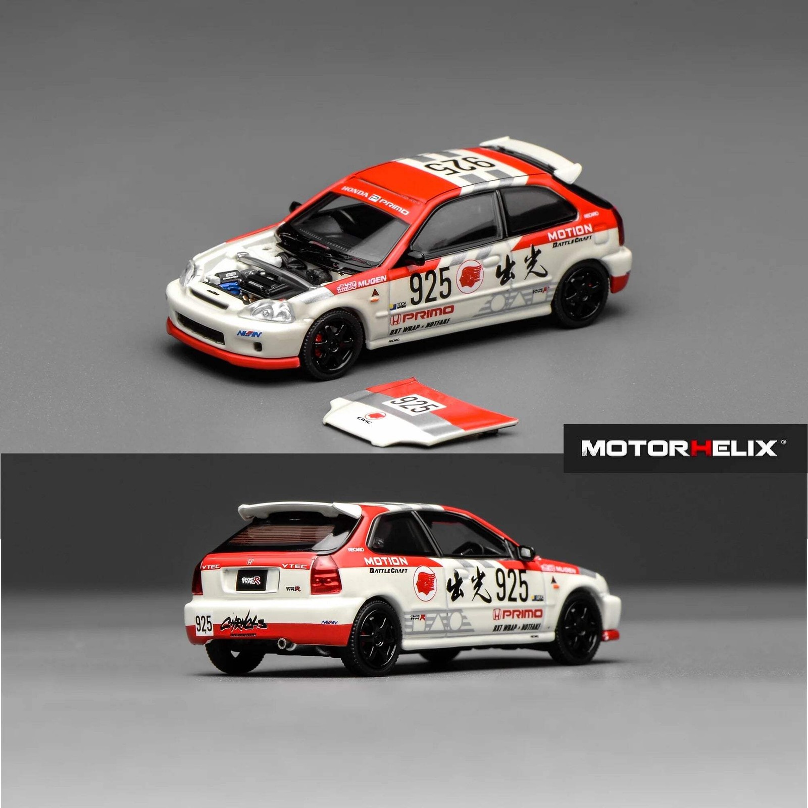 Motorhelix 1/64 Honda Civic TYPE R (EK9) Idemitsu Motion Red