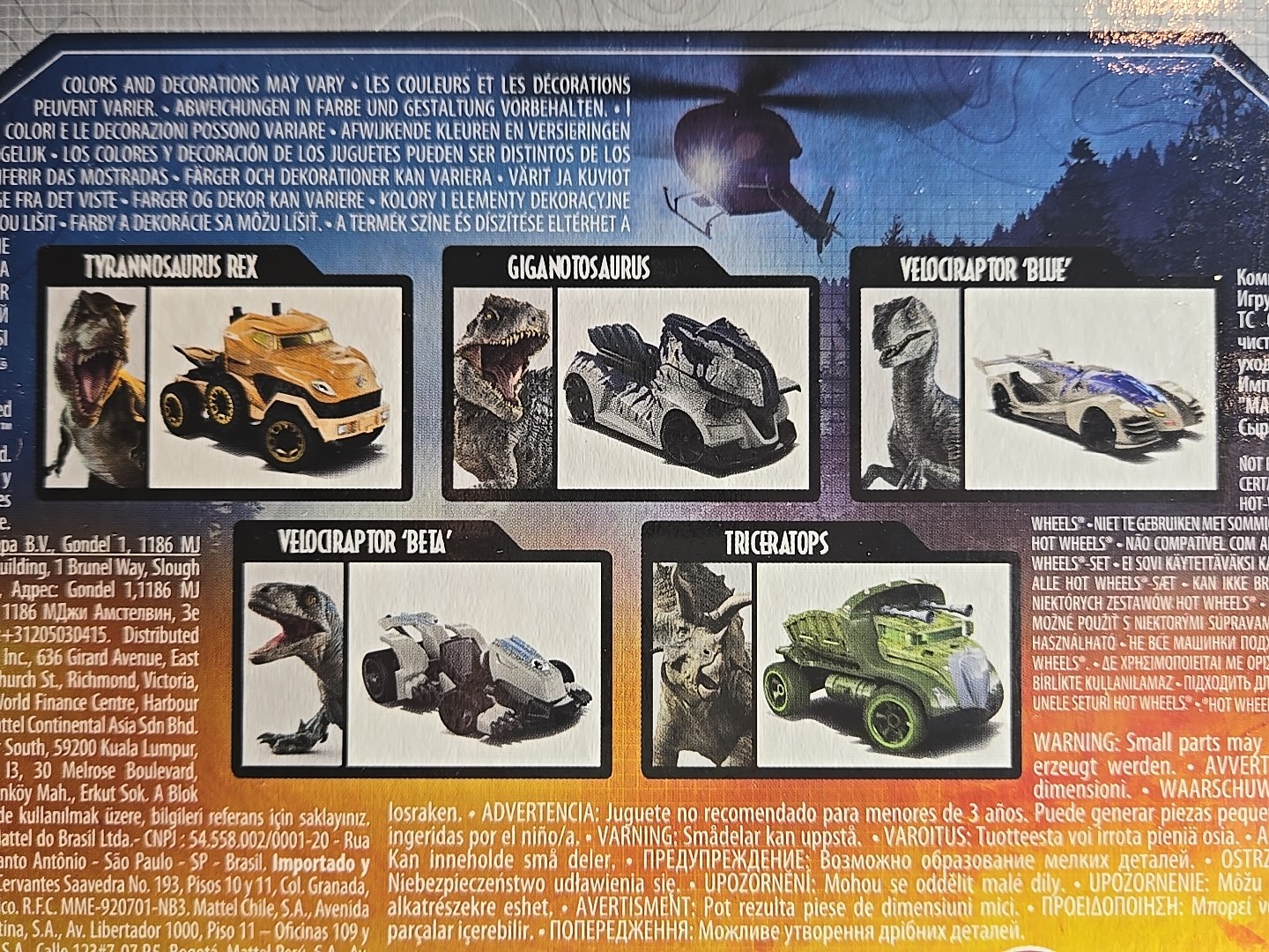 Hot Wheels Jurassic World Dominion 1:64 Car Set – GYJ92