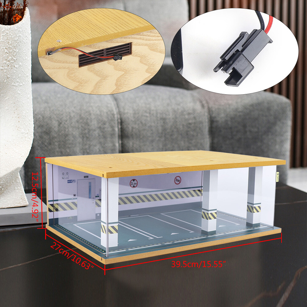 1:24 Scale Car Garage Model with LED Lights – Elegant Display Box