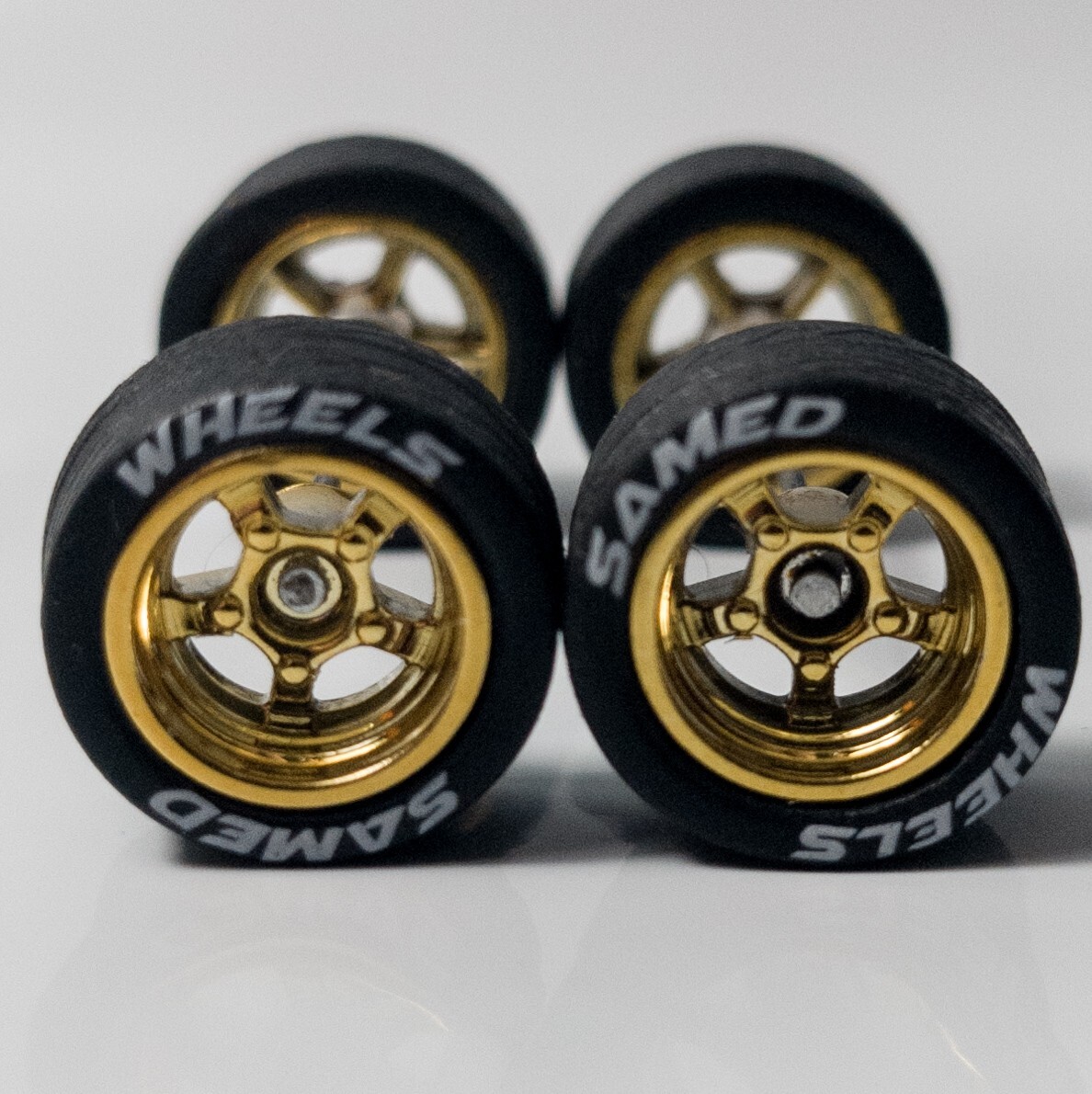 Gold 12mm Lettered 5 spoke wheels – 12/12mm for Hot Wheels