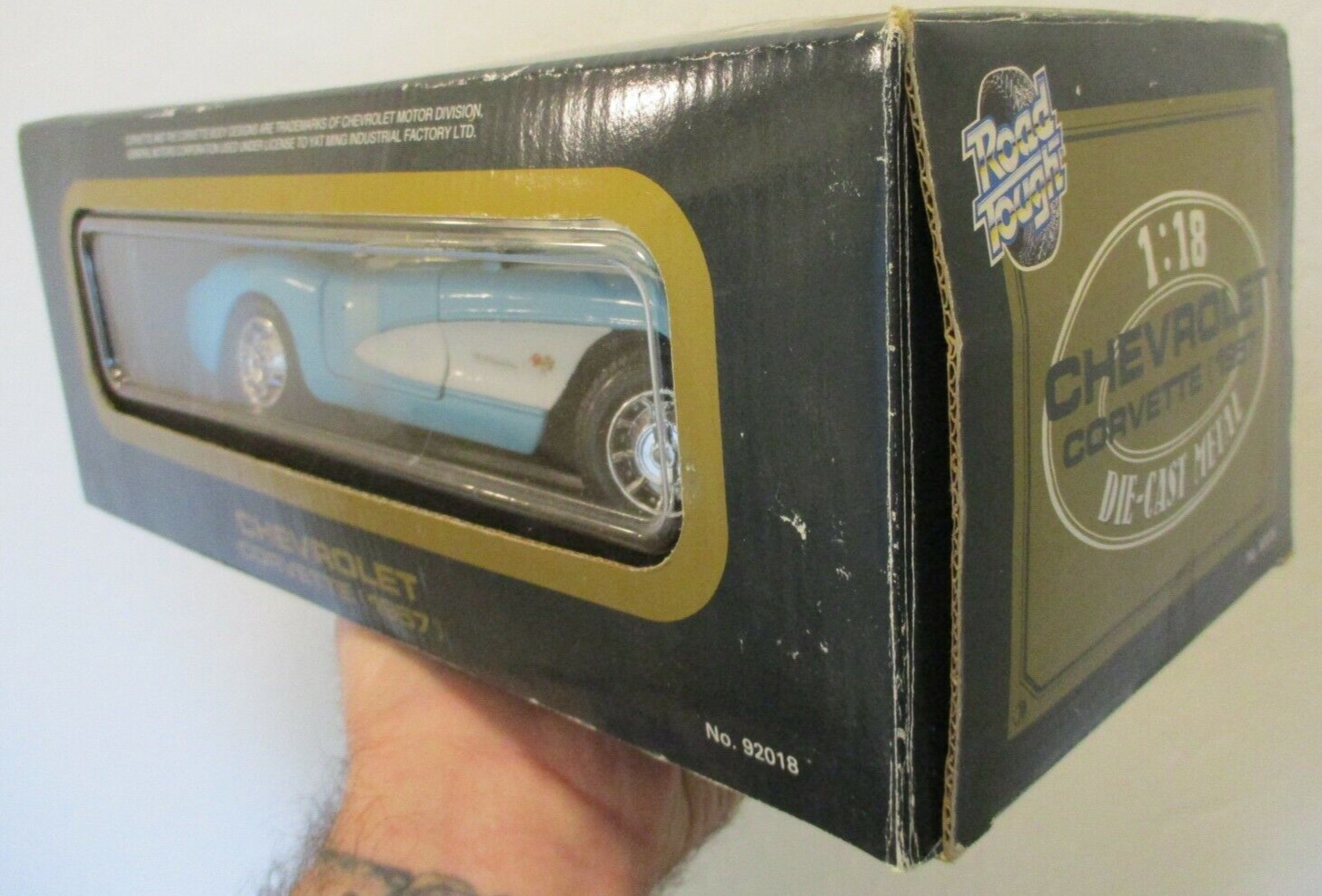 Road Tough Brand 1957 Corvette Light Blue and White 1:18 Diecast Metal W/Box ’57