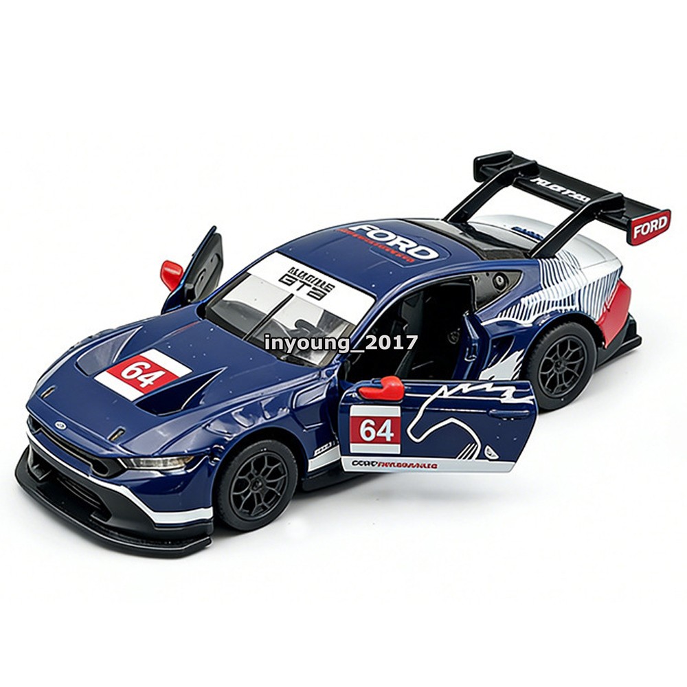 1:42 Ford Mustang GT3 Model Car Metal Diecast Toy Cars Toys for Boys Kids Blue