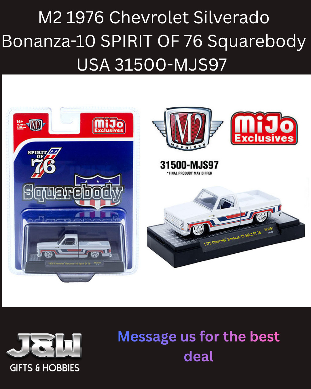 M2 1976 Chevrolet Silverado Bonanza-10 SPIRIT OF 76 Squarebody USA MJS97 1/64