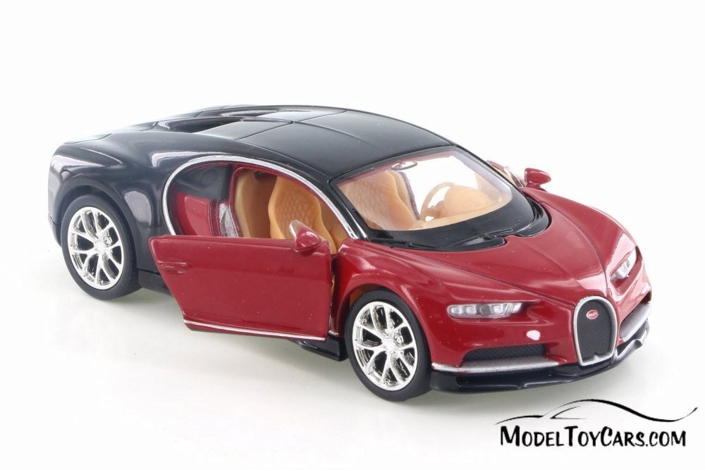 Bugatti Chiron, Red w/ Black – Welly 43738D – 4.5″ Diecast Model Toy Car