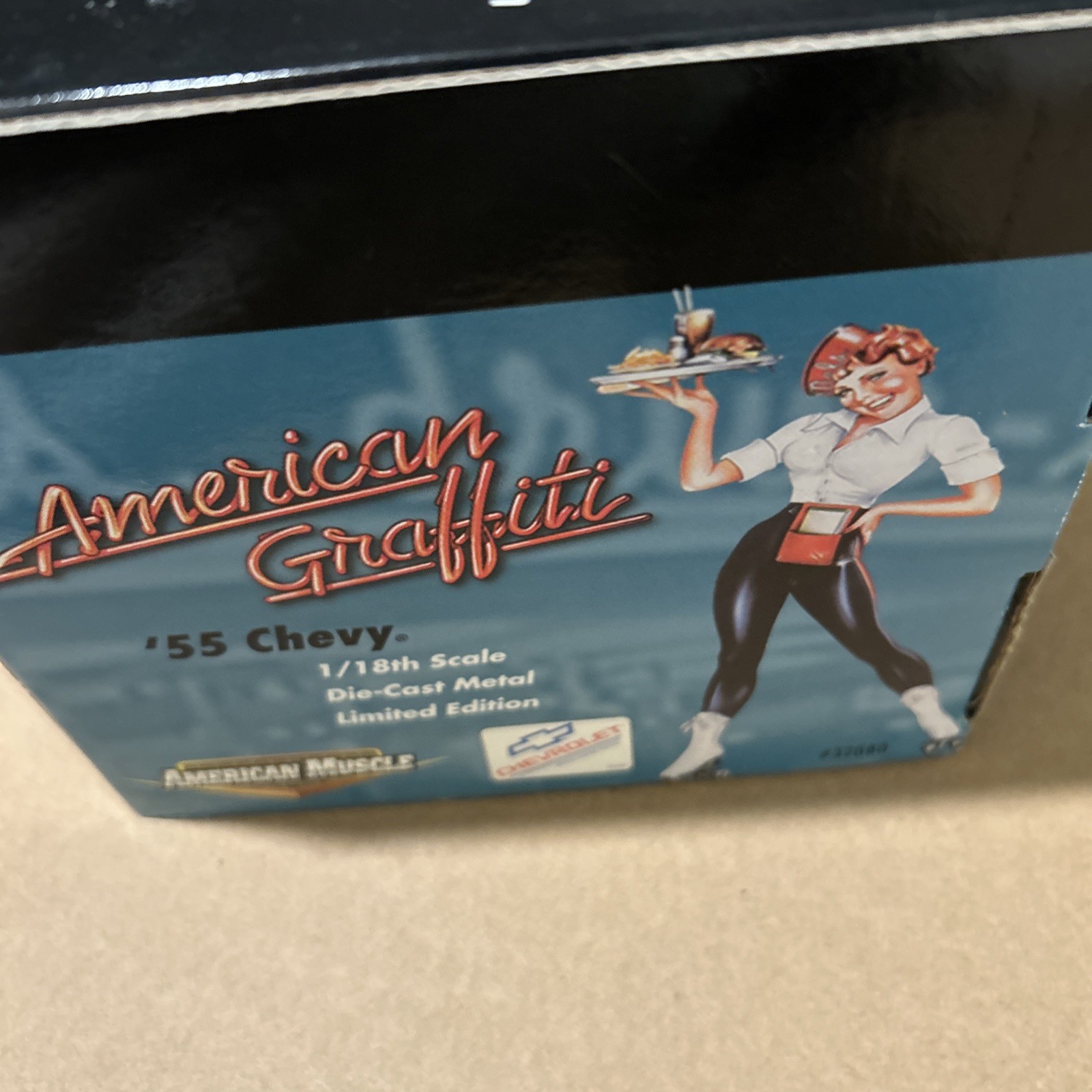 American Graffiti – 1955 Chevy black 1:18 scale ERTL diecast NEW In Box 2001