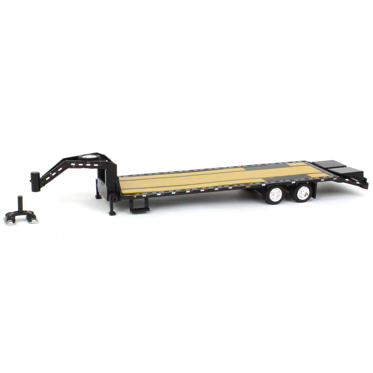Greenlight 1/64 Gooseneck Trailer Black with Red White Conspicuity Stripes 30390