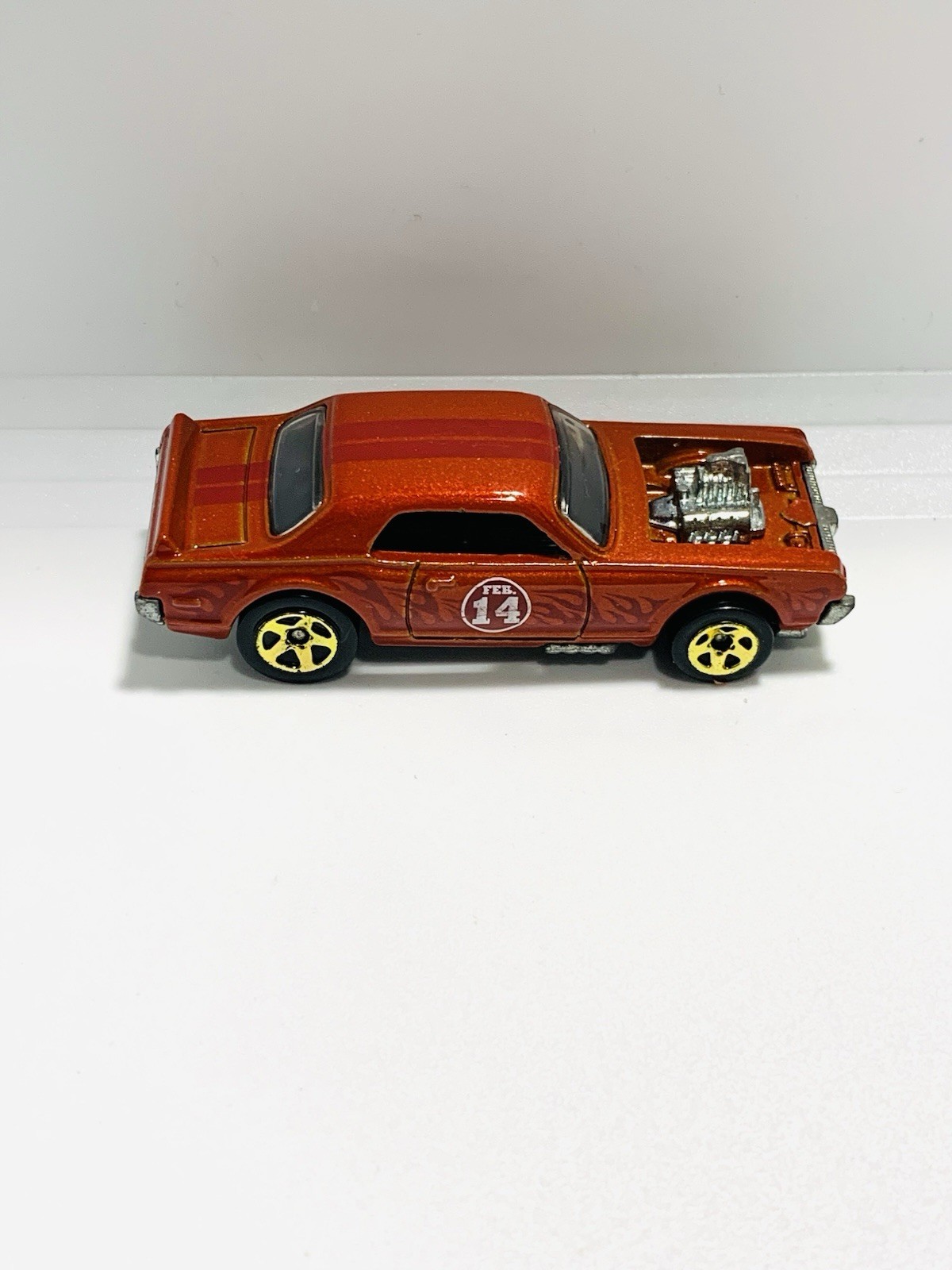Hot wheels Redish/Orange 2007 CUSTOM COUGAR Black interior Gold Rims