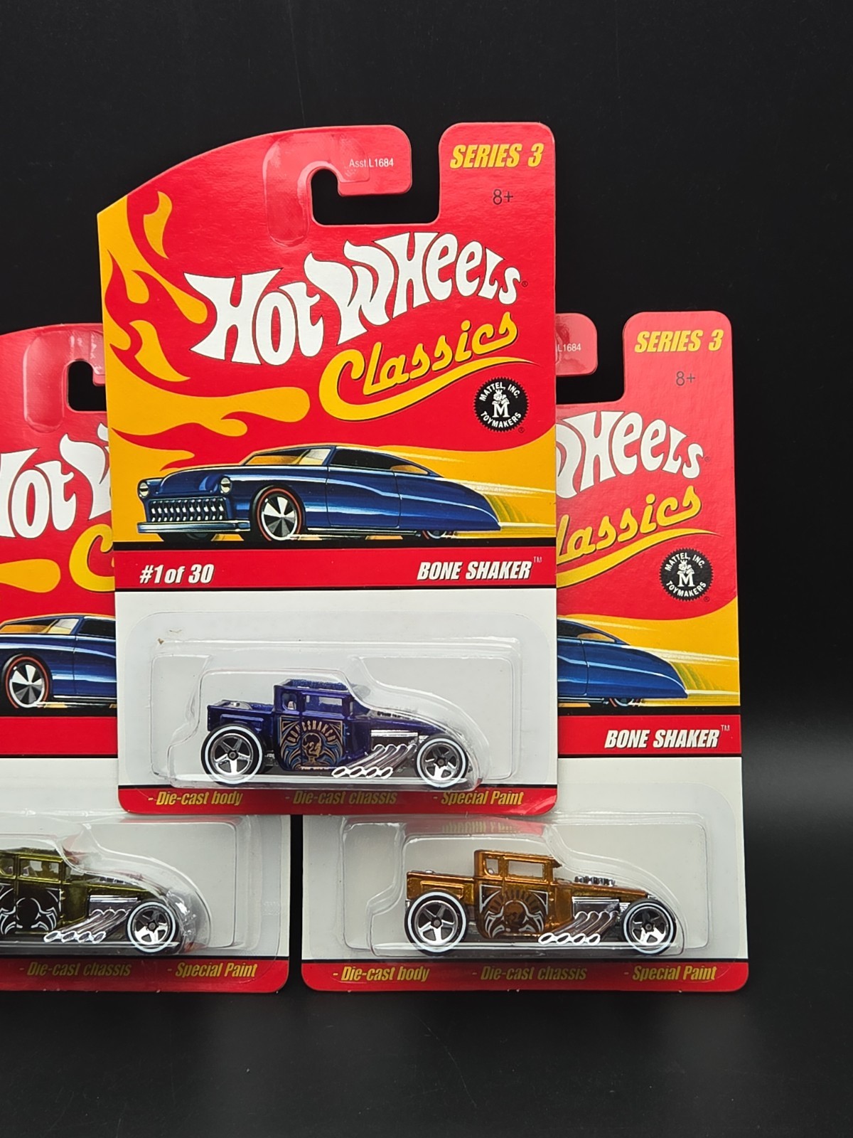 Hot Wheels Classics Series 3 Bone Shaker 1/30 Blue, Olive & Copper Lot Of 3