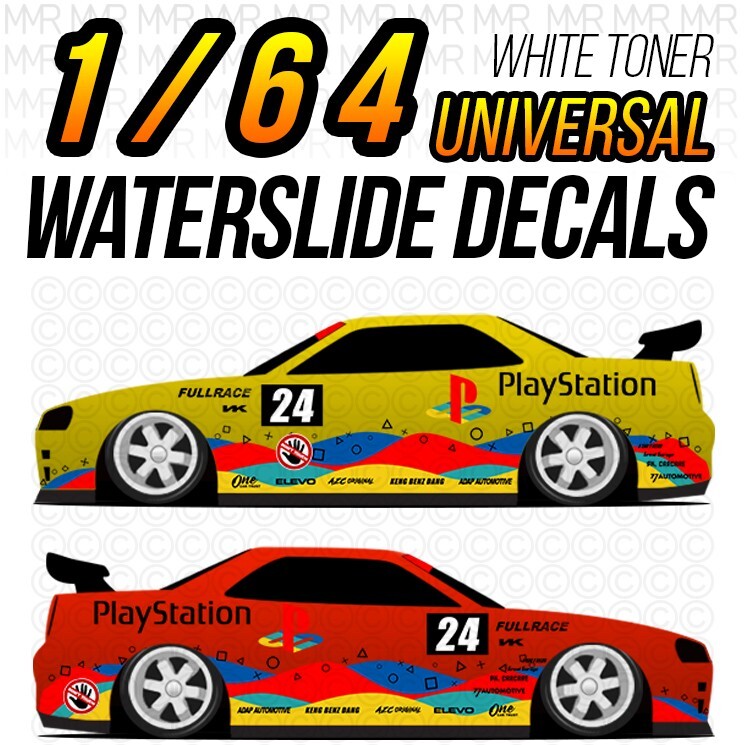 1/64 Scale PLAYSTATION XBOX White Toner Universal WaterSlide Decals Hot Wheel