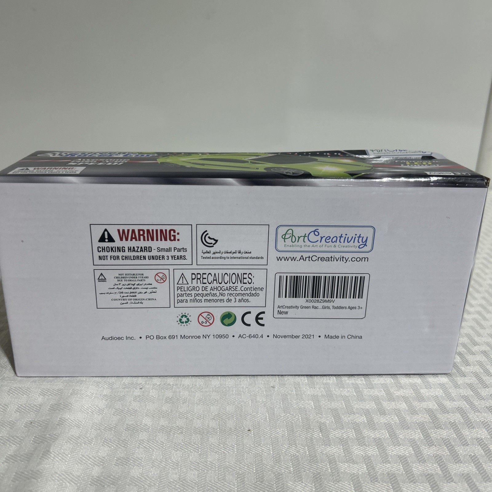ART CREATIVITY GREEN RACER CAR PUSH N GO SPEED NEW IN DAMAGED BOX