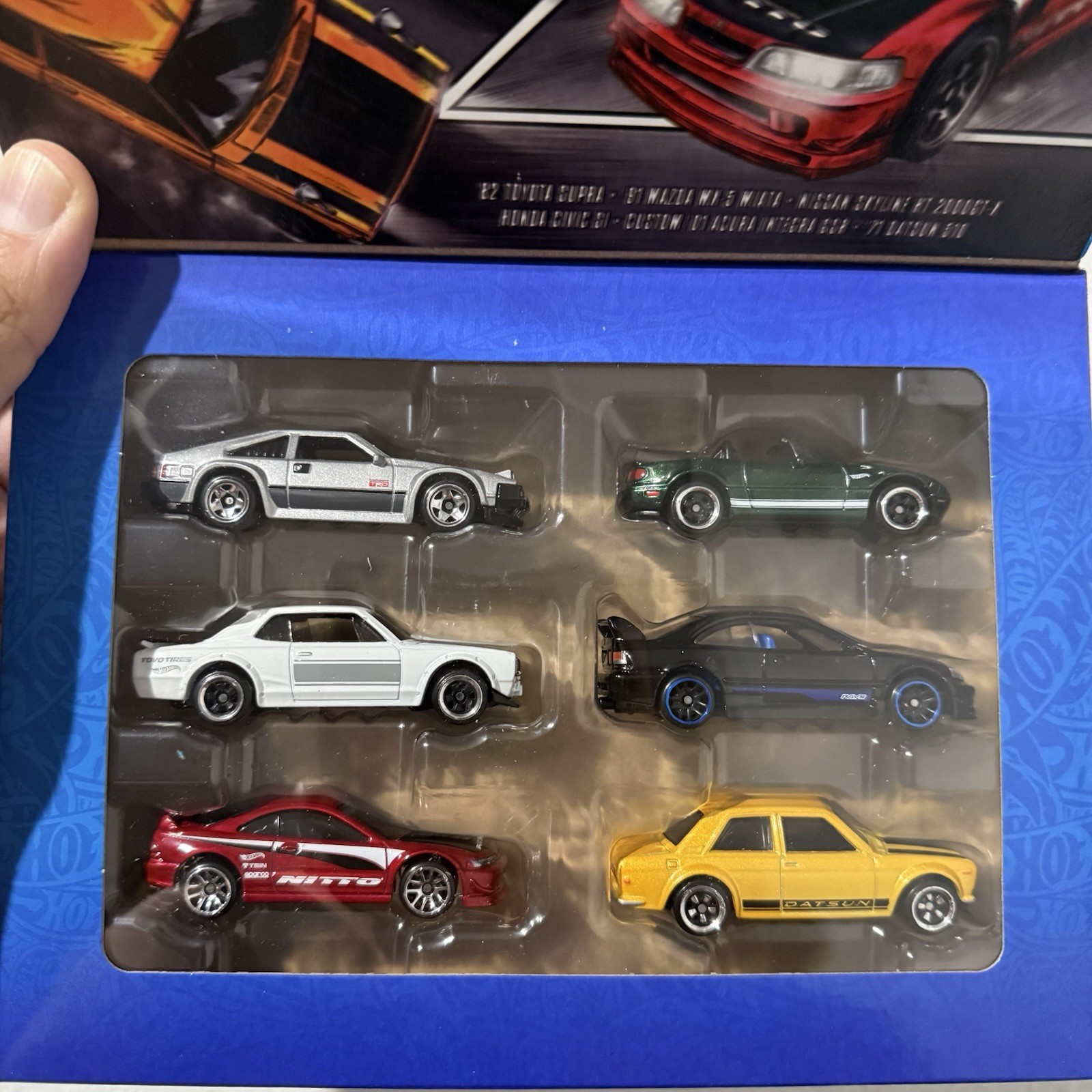 Hot Wheels Silver Series 6 Pack JDM Set Toyota Supra Nissan Skyline Honda Civic