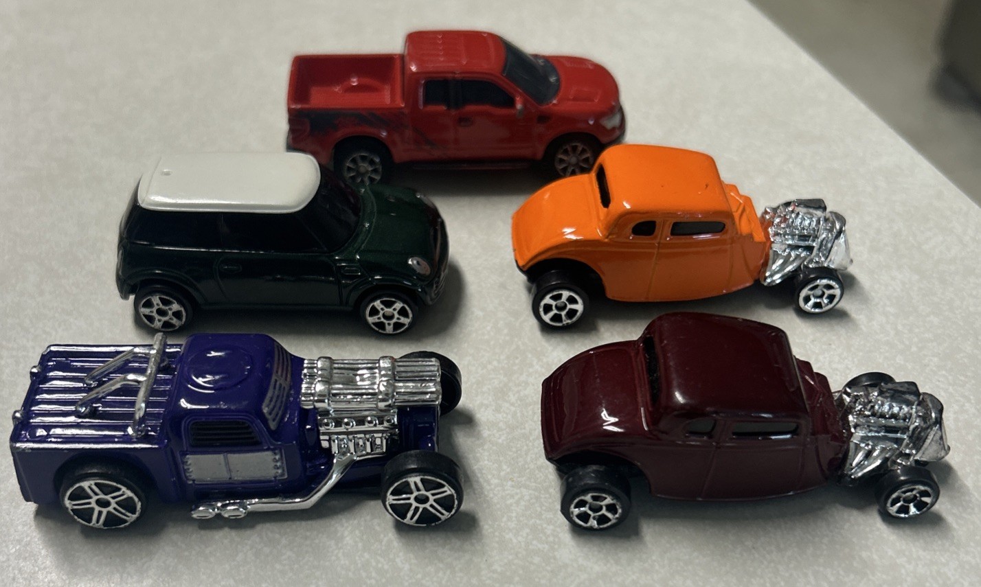 Maisto 1/64 Vehicle Lot Of 5, Mini Cooper/Raptor/Leadslinger/’34 Ford Hot Rods