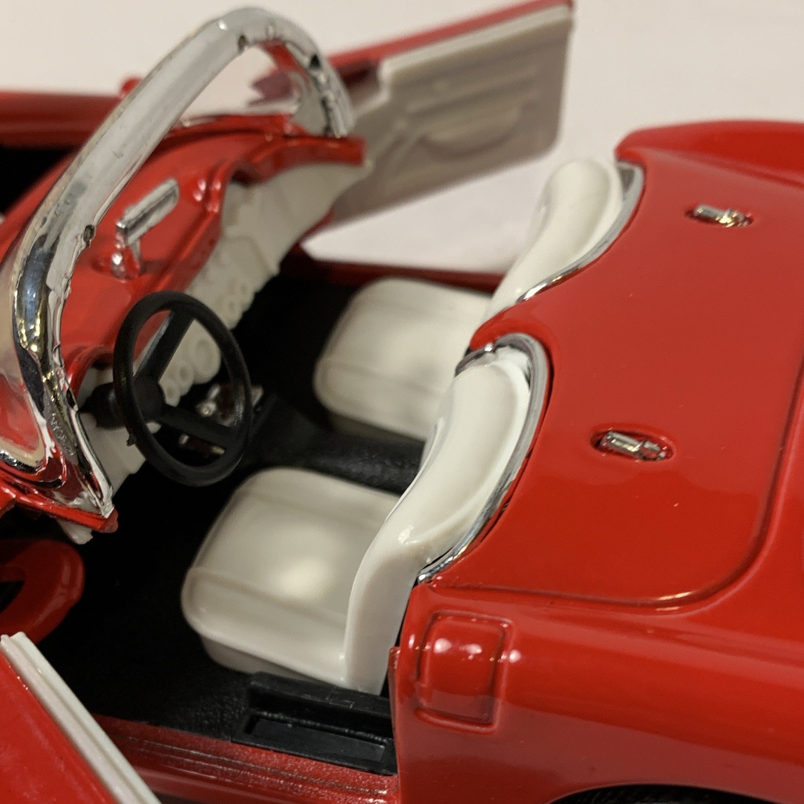 1957 Chevrolet Corvette Red/White Diecast Model Car w/ Opening Hood, Doors