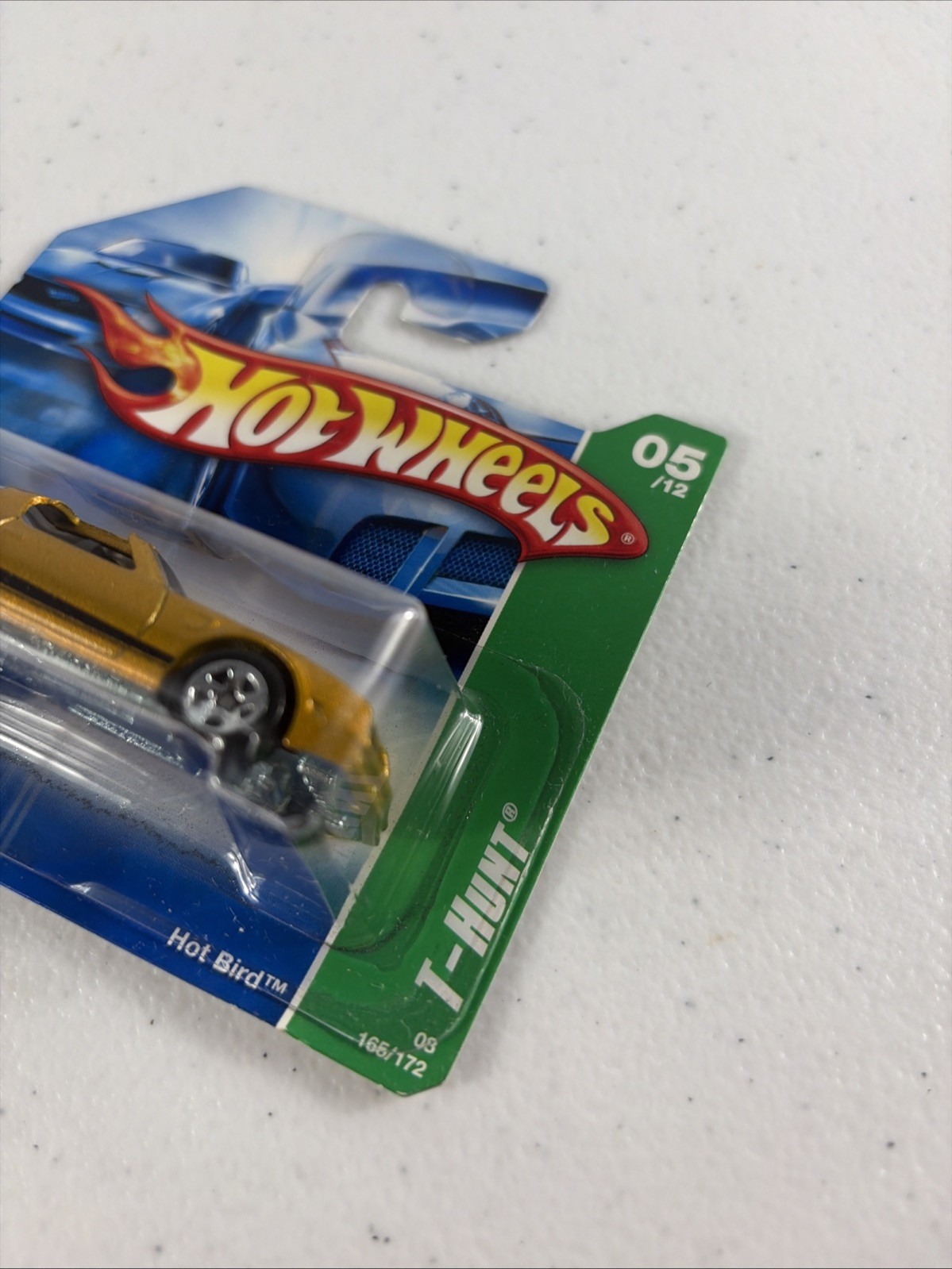 2007 HOT WHEELS TREASURE HUNT PONTIAC HOT BIRD GOLD SHORT CARD 5/12 #165/172