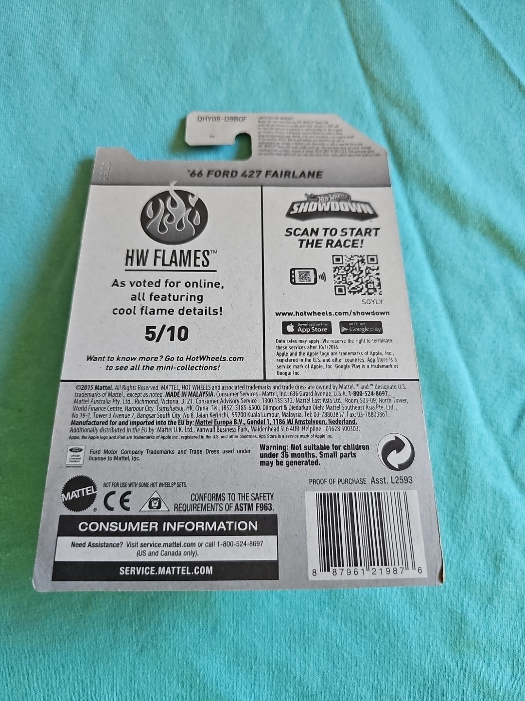 2016 Hot Wheels 66 FORD 427 FAIRLANE Orang 95/250 LITTLE BEND Flames KMART COLOR