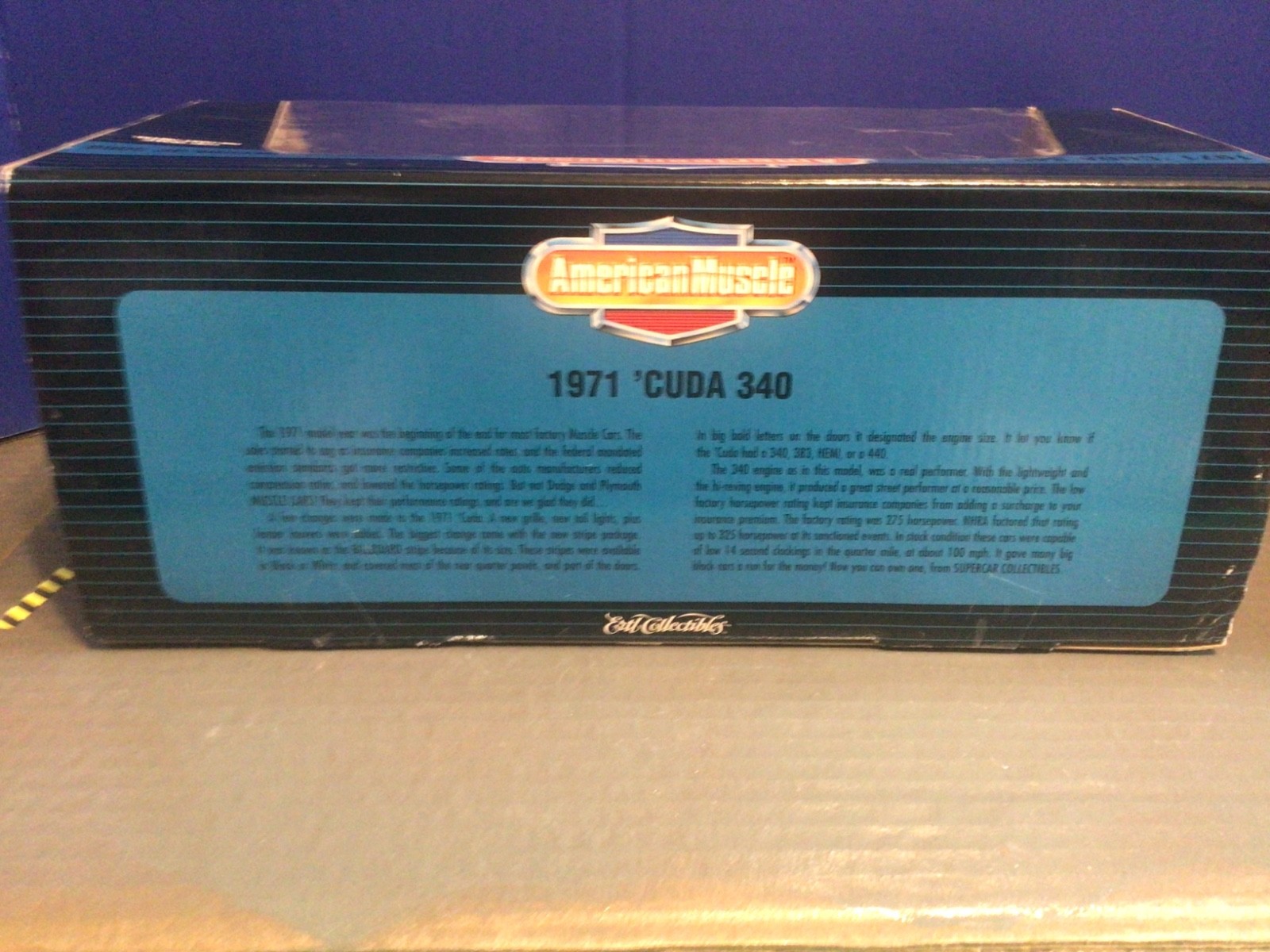 Ertl Supercars 1971 Plymouth Cuda – 340 – 1/18th Scale Die-Cast
