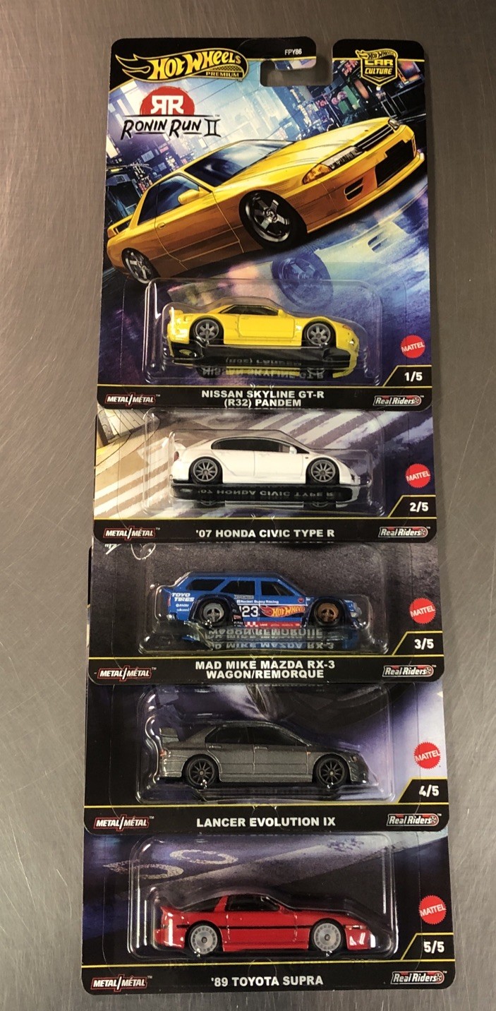 HOT WHEELS 2025 RONIN RUN II CAR CULTURE ( SET OF 5 ) HONDA CIVIC NISSAN TOYOTA