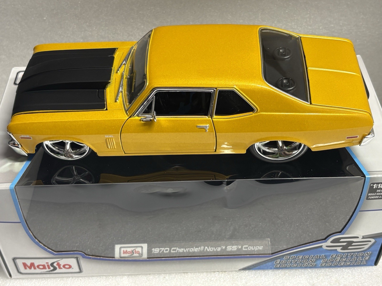 🔥1970 Chevy Nova SS PRO Super Street Car Custom BUILT WORKING LED LIGHTS 1/18