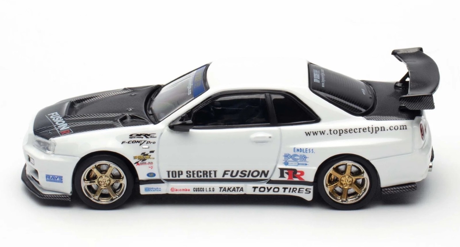 Inno64 1:64 Top Secret Nissan GT-R R34 White IN64-R34TS-WHI