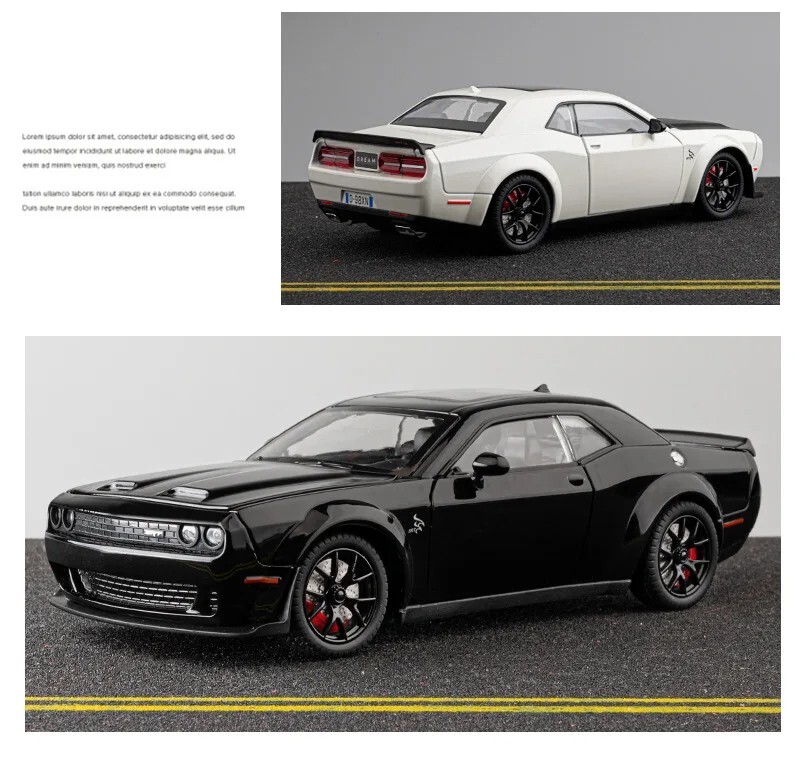 1:24 Dodge Challenger Hellcat Alloy Diecast Toy Car Model Sound Light Pull Back