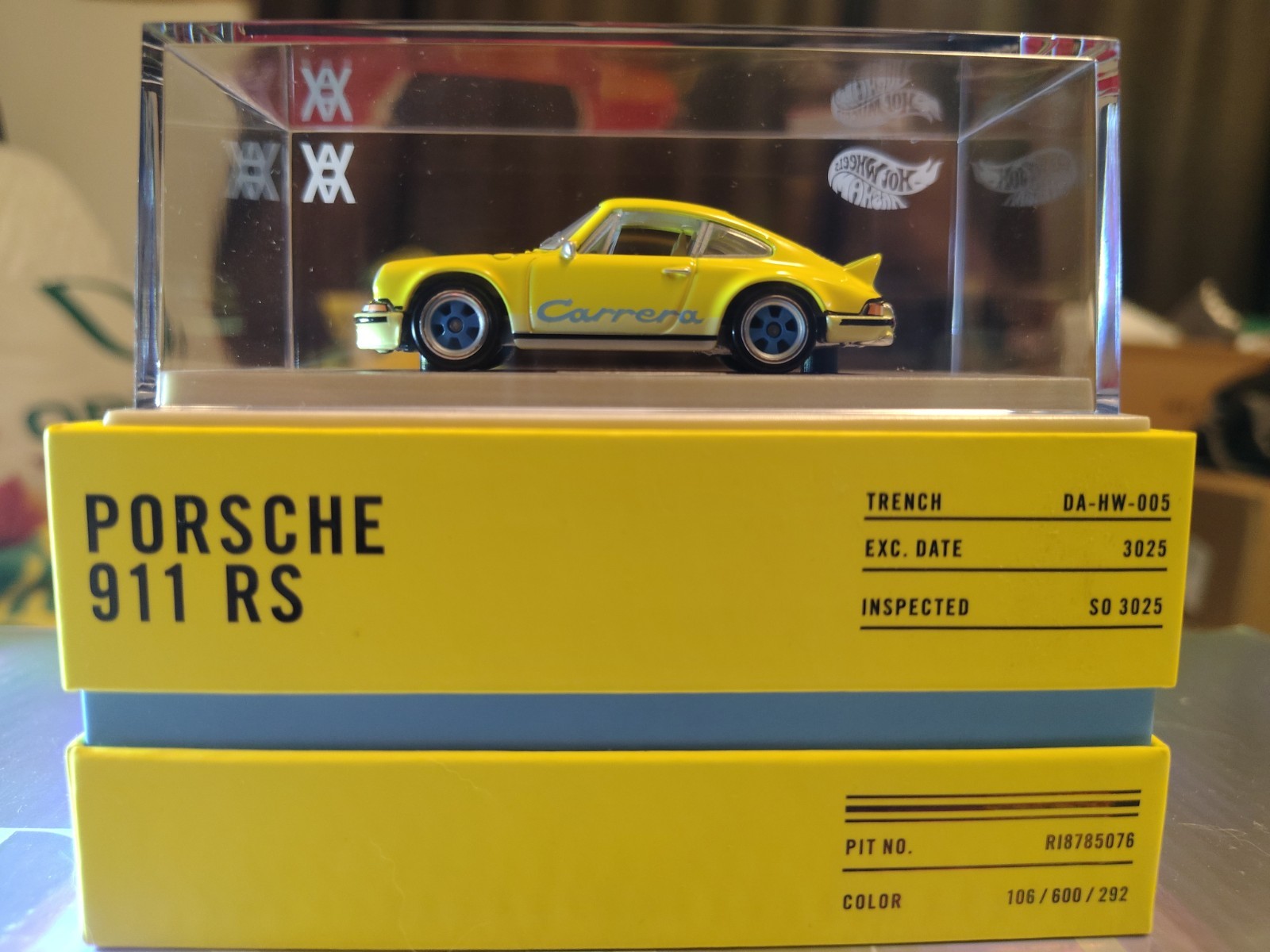 Hot Wheels Daniel Arsham 1973 PORSCHE 911 RSA Yellow 1:64 Mattel Creations JGK64