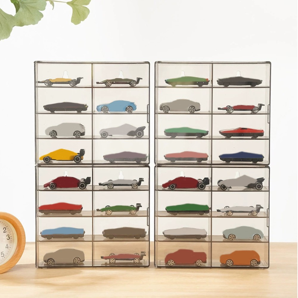 8-Grid Acrylic Display Case Storage Box For 1/64 Scale Diecast Cars Collectibles