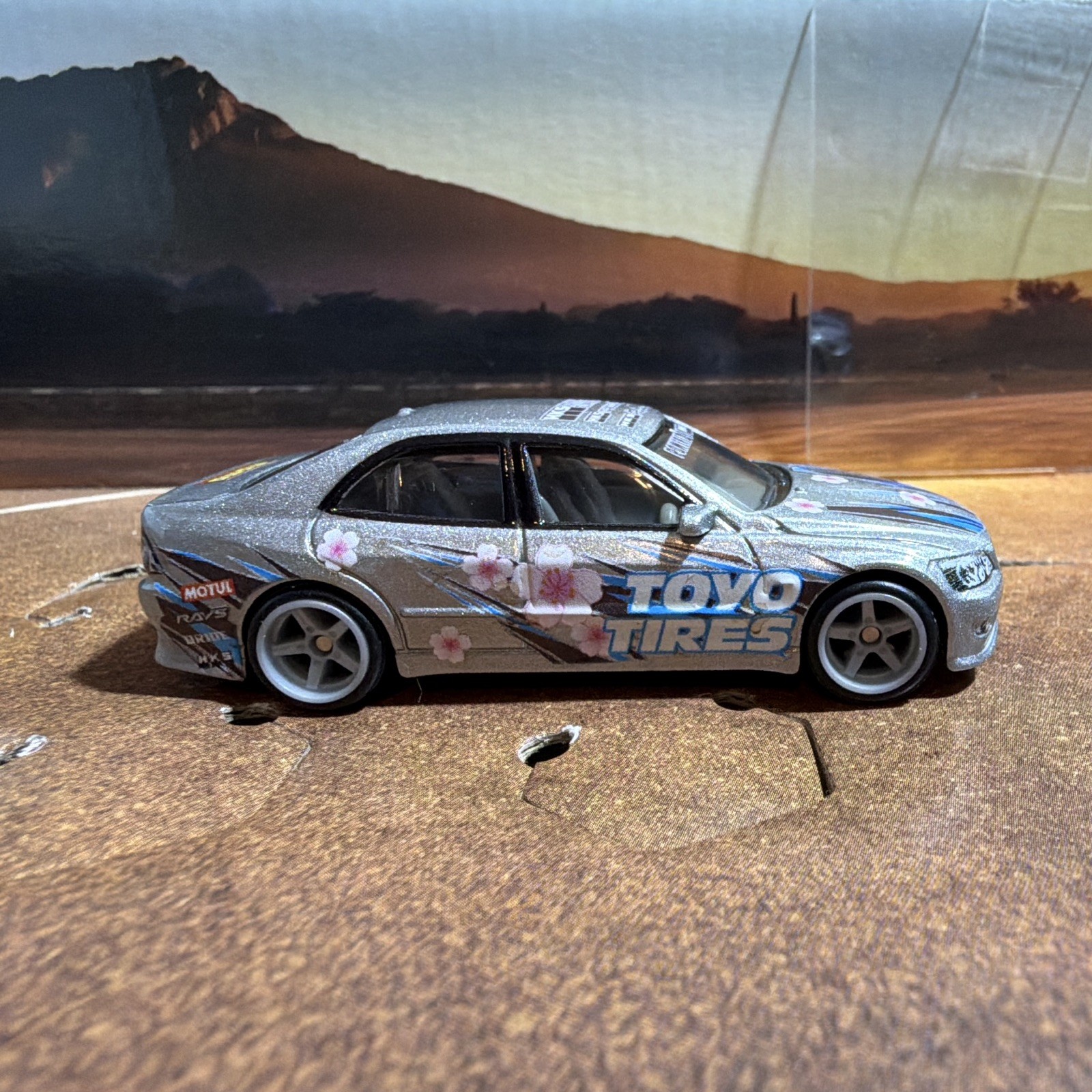 Hot Wheels Custom 1998 Toyota Altezza Silver Toyo Tires HKS MOMO Motul Sakura