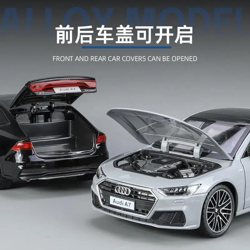 1:24 Audi A7 2024 Diecast Car Model Wheel Steering Sound and Light Kids Toy Gift