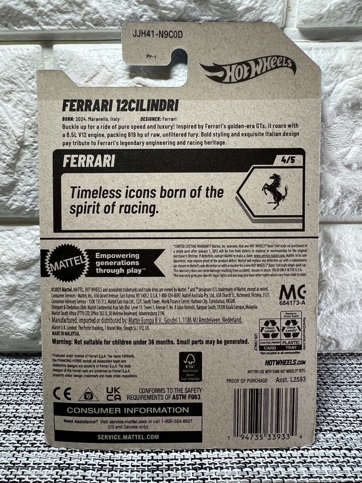 Hot Wheels Ferrari 4/5 Ferrari 12Cilindri 94/250 New For 2026 Red