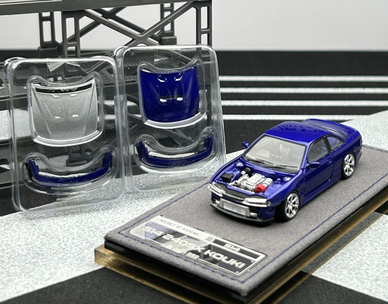 Mortal 1/64 Nissan Lang Silvia S14 240SX Kouki Blue Diecast Car Model