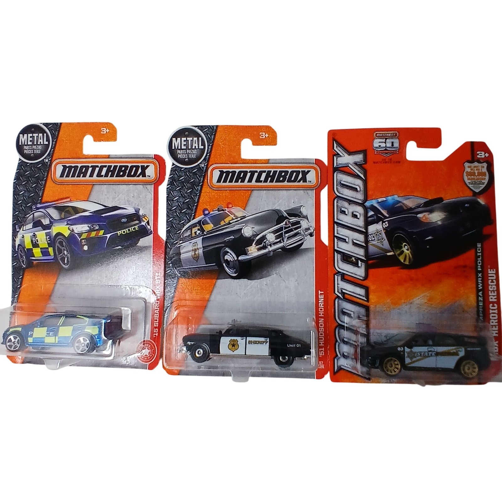 5 Matchbox DieCast Cars Police Fire Rescue Vehicles Airport Alarm Vintage #D33