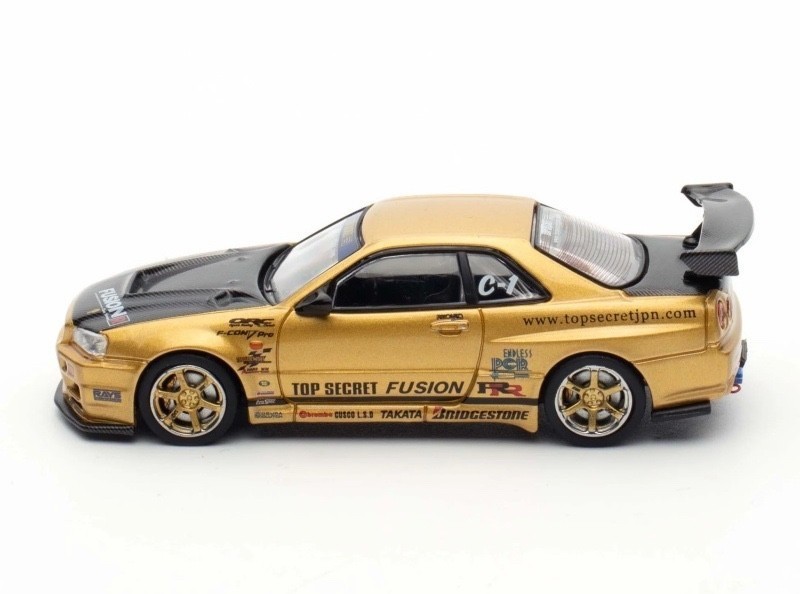 Inno 1/64 NISSAN GTR R34 Top Secret Gold Wheels Model Car -GOLD-