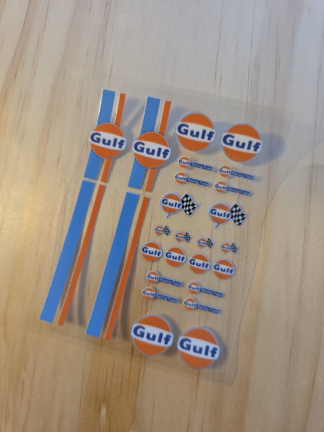 Gulf Livery (ONLY) for 1:64 scale diecast cars 4in X 3in UVDTF Decal Waterproof
