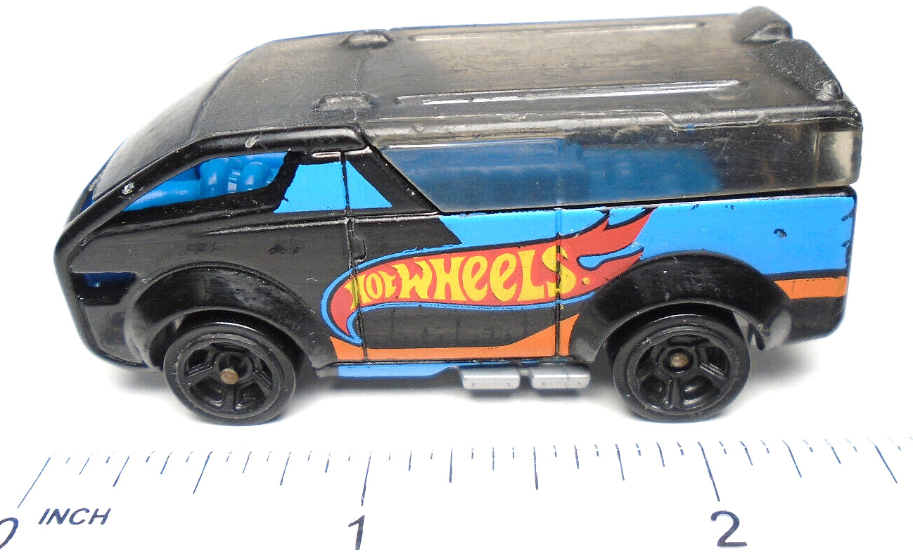 2013 HOT WHEELS BDC73 VANSTER BLACK & BLUE 1:64 DIECAST 2.5 ” VAN W/ ORANGE RED