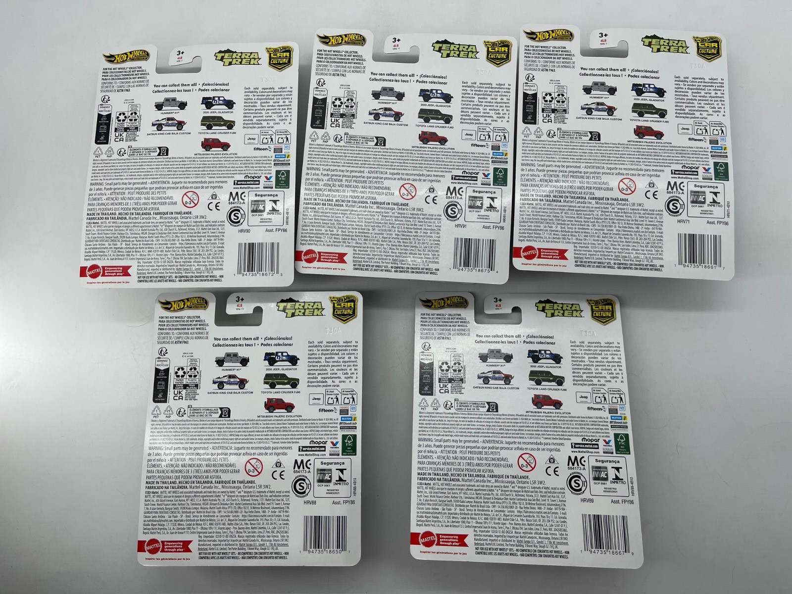 5 x LOT 2024 MATTEL Hot Wheels Premium Car Culture C Terra Trek Cars FPY86-961C
